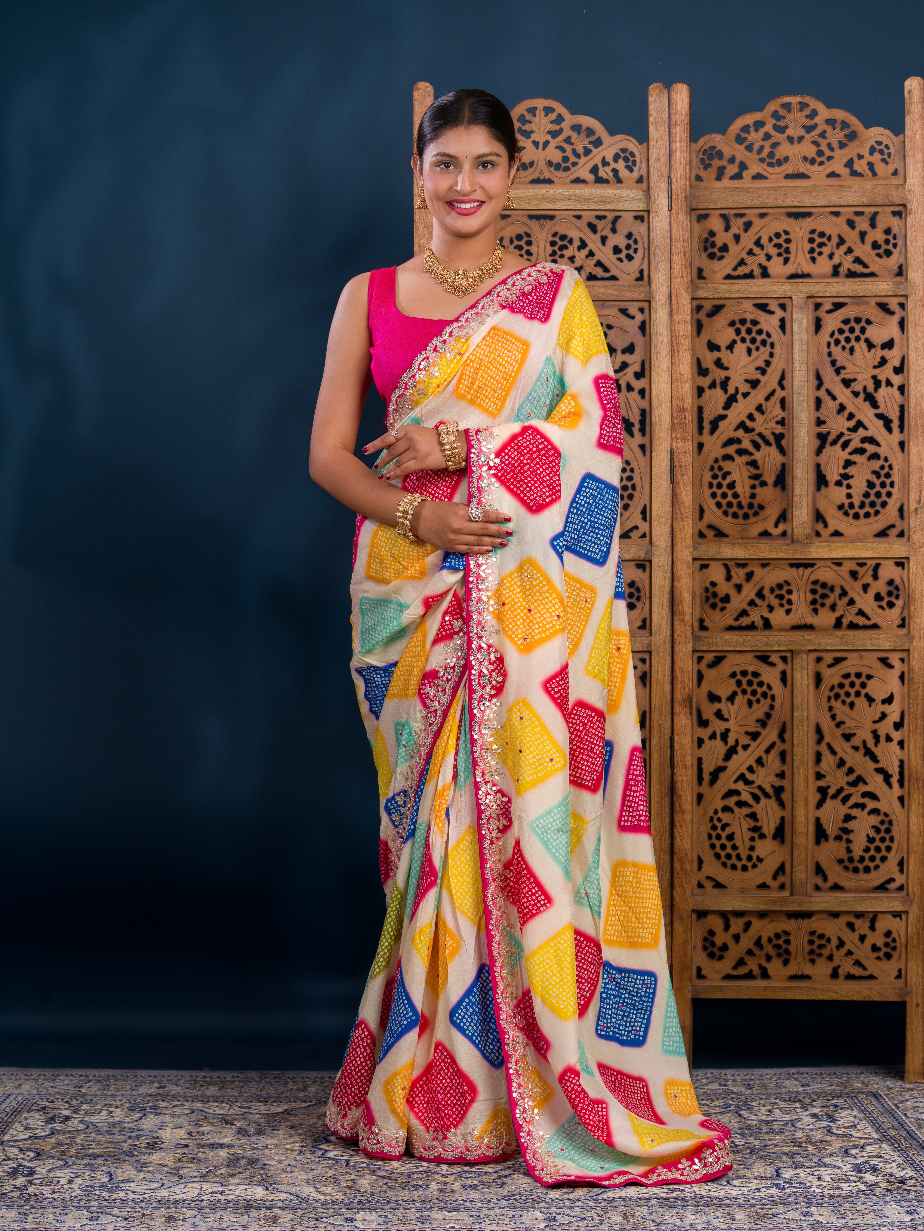 By Bandhani Saree With Festive Wear