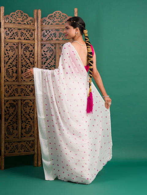 KcPc New Lightweight Georgette Bandhani Saree CHAND