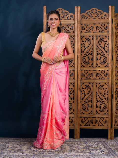 KcPc New H O Silk Traditional Style With Gota Patti Work Saree KSF