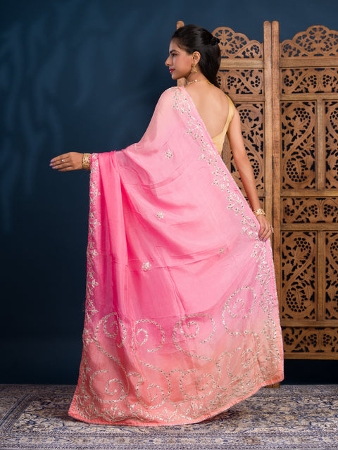 KcPc New H O Silk Traditional Style With Gota Patti Work Saree KSF