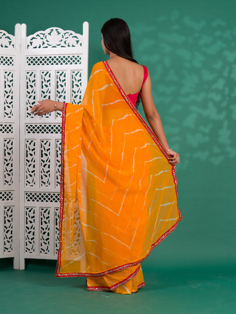 KcPc New Latest Chiffon Leheriya Style with Embroidery Work Saree STL