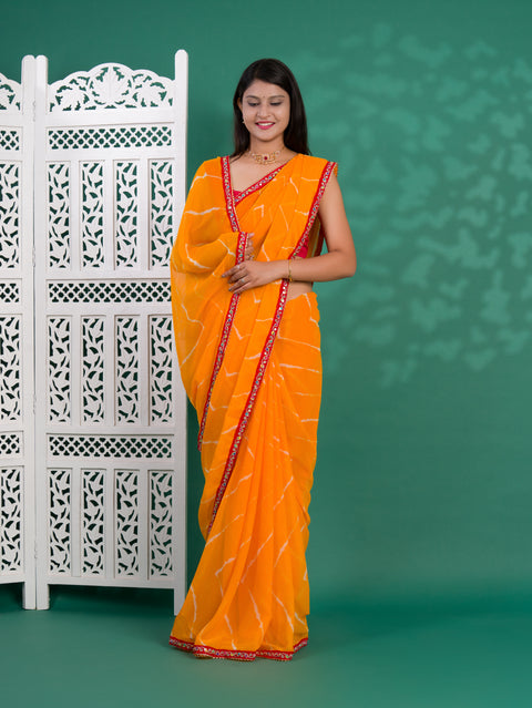 KcPc New Latest Chiffon Leheriya Style with Embroidery Work Saree STL