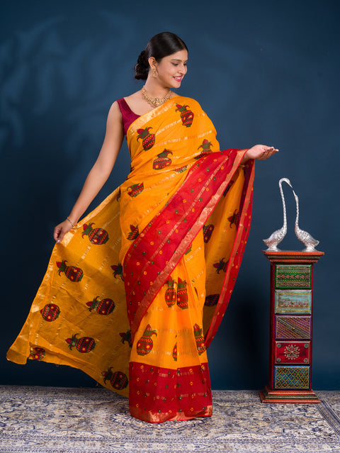 By Ghatchola Saree With Bikaneri bandhej Work 