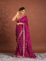 By Bandhani Saree With Cutdana gotapatti work 