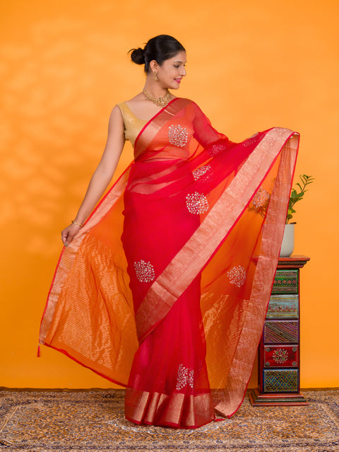 KcPc New Traditional Organza Saree with Banarasi Elegance SWA