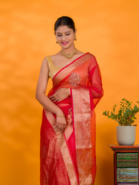 KcPc New Traditional Organza Saree with Banarasi Elegance SWA