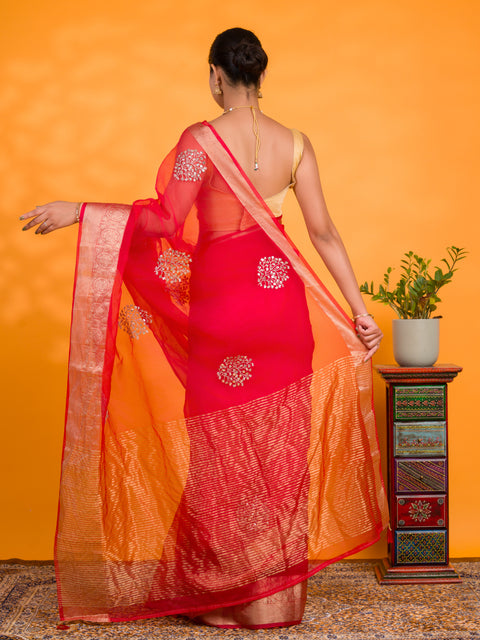KcPc New Traditional Organza Saree with Banarasi Elegance SWA