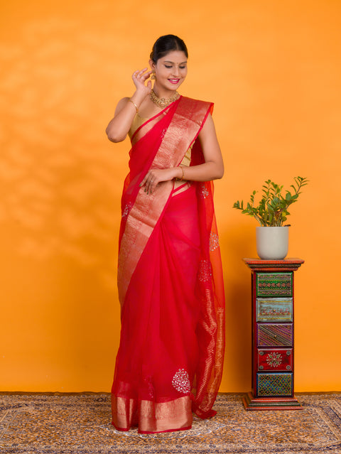 KcPc New Traditional Organza Saree with Banarasi Elegance SWA
