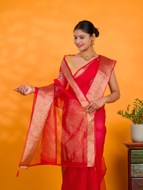 KcPc New Traditional Organza Saree with Banarasi Elegance SWA