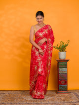 By Bandhani Saree With Gotapatti Work