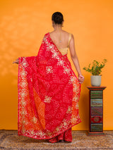 By Bandhani Saree With Gotapatti Work