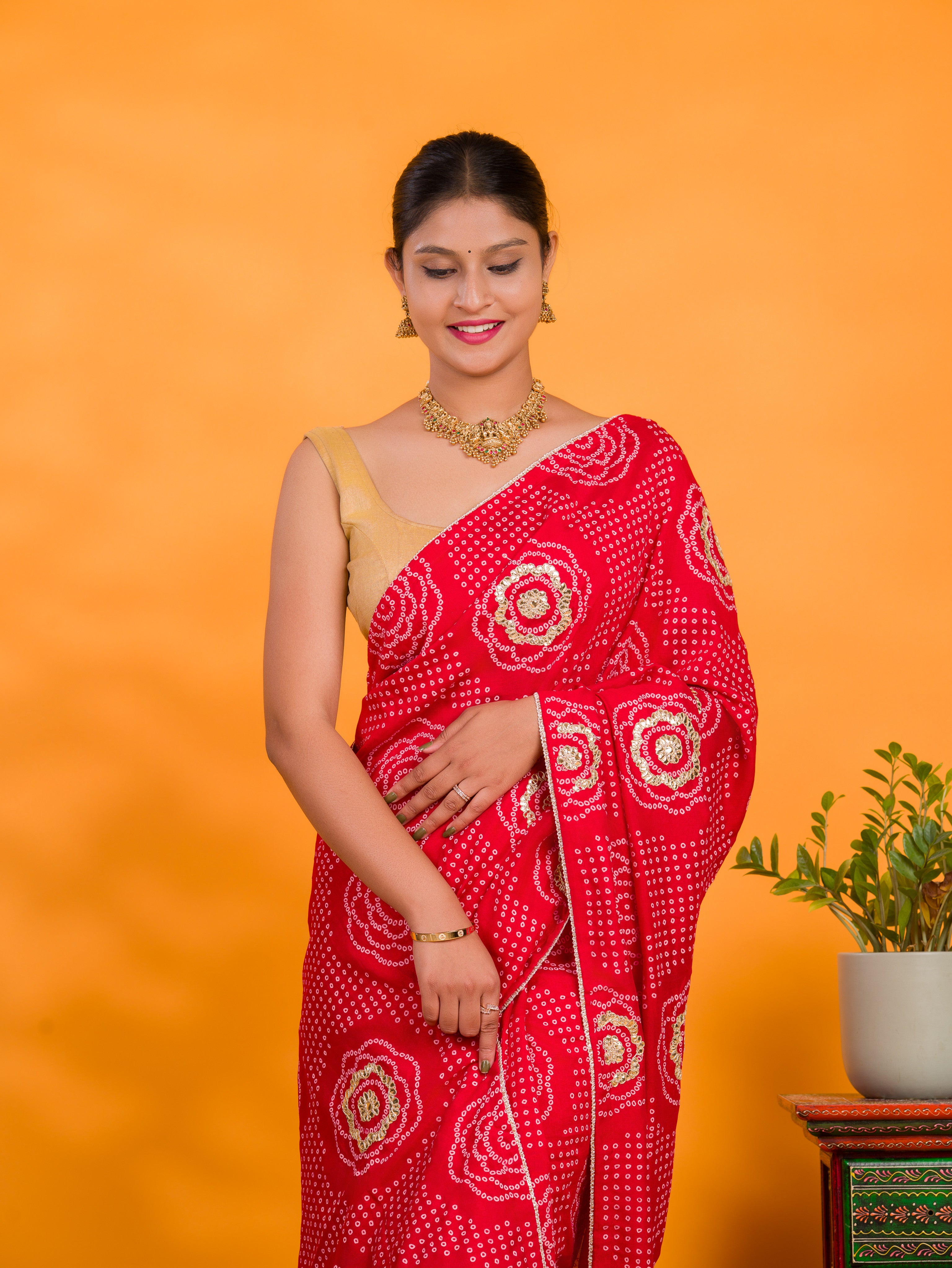 By Bandhani Saree With Casual Wear