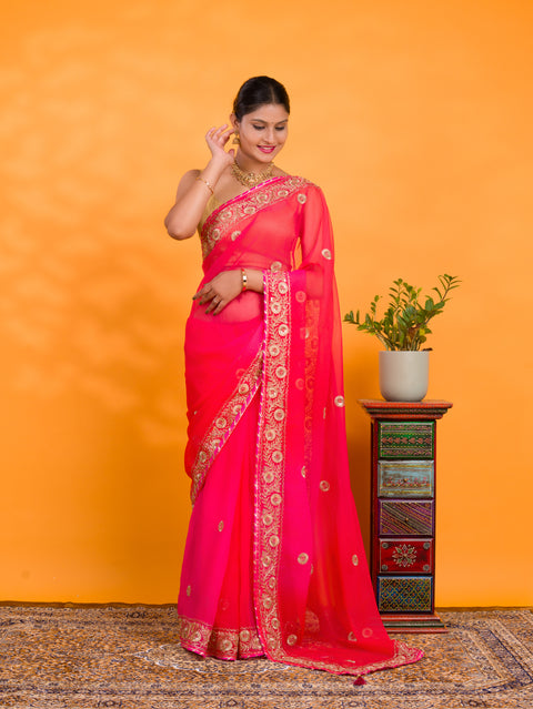 By Traditional Saree With Cutdana Embroidery Work