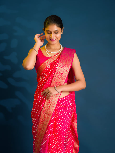  By Bandhani Saree with Gota Patti Work