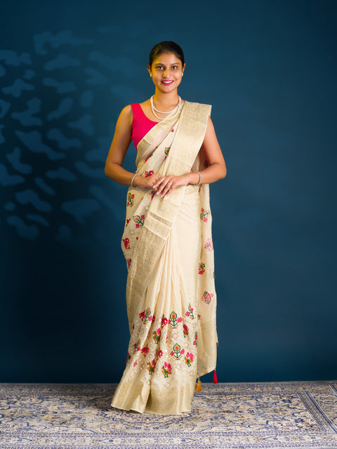 By Patola Embroidery Saree with Mirror Work