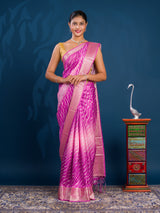 By New Dola Silk Leheriya Style With Zari border Saree