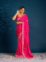 By Bandhani Saree With Cutdana gotapatti work 