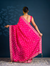 By Bandhani Saree With Cutdana gotapatti work 