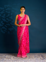 By Bandhani Saree With Cutdana gotapatti work 
