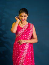 By Bandhani Saree With Cutdana gotapatti work 
