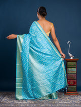  Dola Silk Leheriya Style With Zari border Saree in blue colour