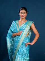  Dola Silk Leheriya Style With Zari border Saree in blue colour