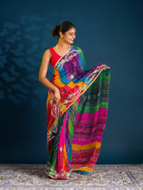 Mos Chiffon Silk Bandhani Saree with Gotapatti Work