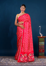 By Latest Leheriya Saree With Gotapatti Border