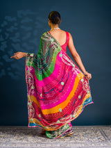 Mos Chiffon Silk Bandhani Saree with Gotapatti Work