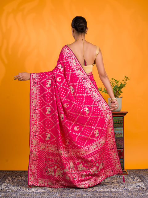 KcPc New Beautiful Dola Silk Banarasi Style With Stone Work Saree GAN