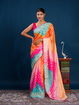 Acolorful saree in leheriya style 