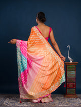Acolorful saree in leheriya style 