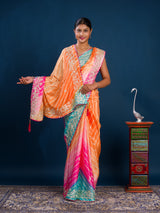 Acolorful saree in leheriya style 
