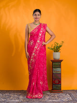 By Bandhani Saree With Gotapatti Work