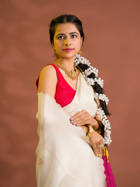 By  New Tissue Silk Bollywood Style Zardoji Handwork Saree