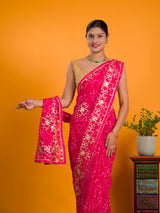By Bandhani Saree With Gotapatti Work