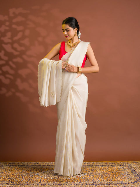 By  New Tissue Silk Bollywood Style Zardoji Handwork Saree