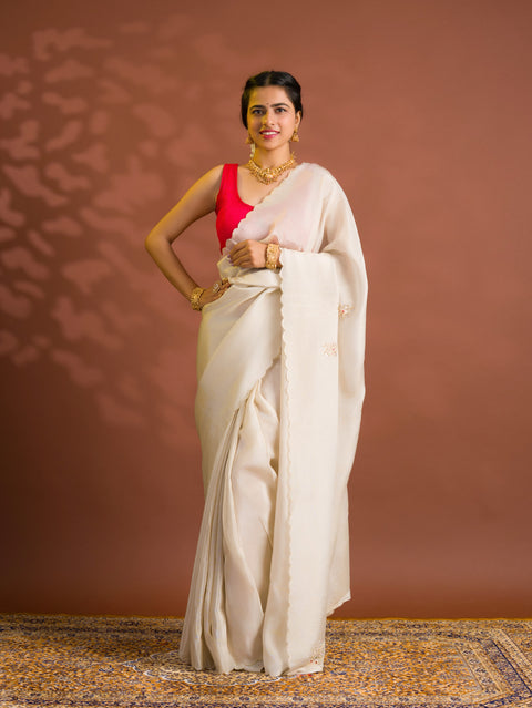 By  New Tissue Silk Bollywood Style Zardoji Handwork Saree