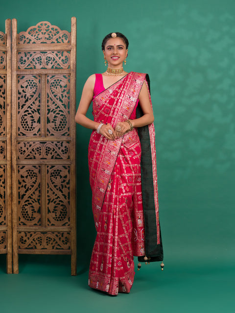 KcPc New Designer Rajwadi Style Gharchola Bandhej Sarees  Rani