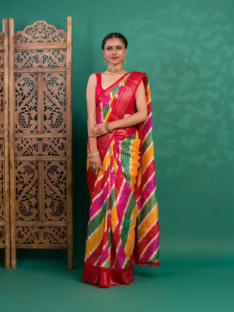 KcPc Originals Latest Bandhani Come Leheriya Exclusive Banarasi Border Saree STL