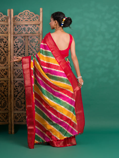 KcPc Originals Latest Bandhani Come Leheriya Exclusive Banarasi Border Saree STL