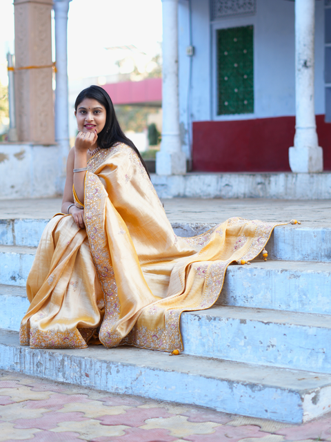 KcPc New Tissue Silk Bollywood Style With Sequence Embroidery Work Saree PAL