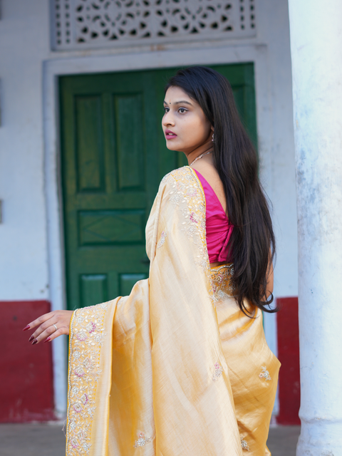 KcPc New Tissue Silk Bollywood Style With Sequence Embroidery Work Saree PAL