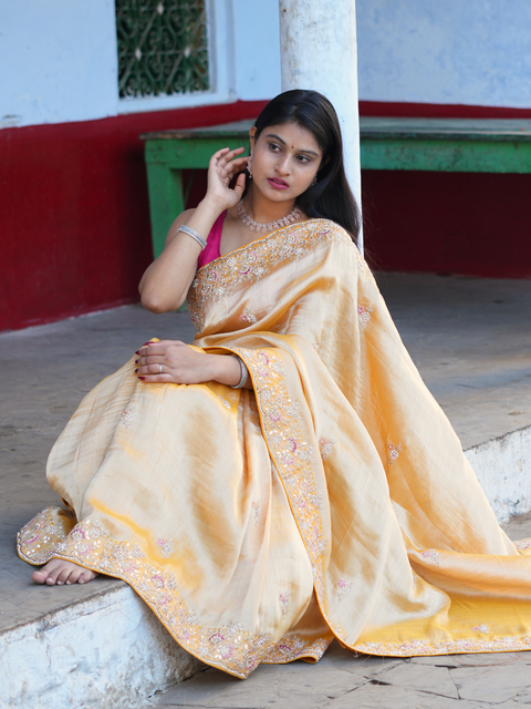 KcPc New Tissue Silk Bollywood Style With Sequence Embroidery Work Saree PAL