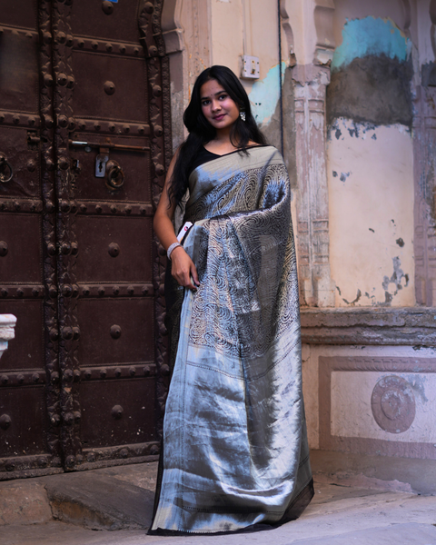 Buy Latest Banarasi Zari Weaving Saree KcPc