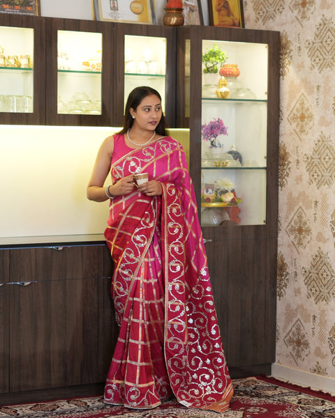 By Bollywood Style Wih Gotapatti Work Saree