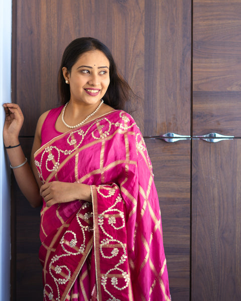 By Bollywood Style Wih Gotapatti Work Saree