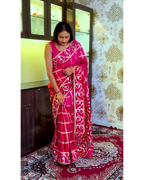 By Bollywood Style Wih Gotapatti Work Saree