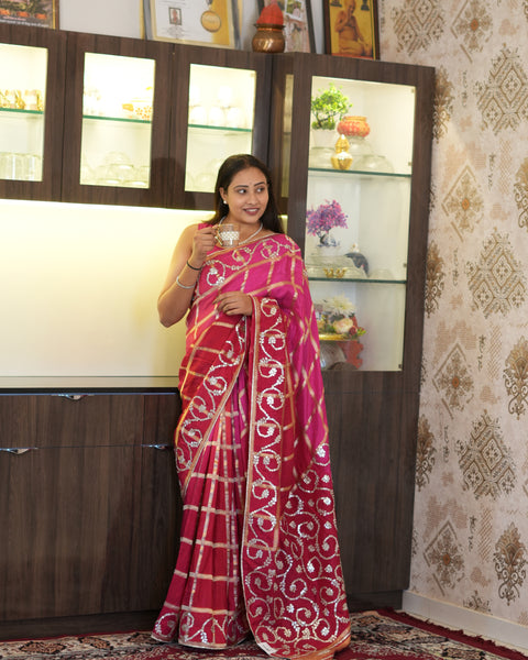 By Bollywood Style Wih Gotapatti Work Saree
