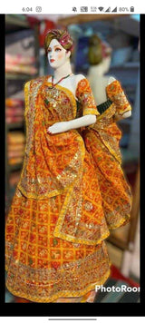  By Rajasthani Kota Doria Patola Lehenga Gotapatti Work 